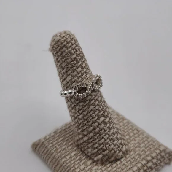 Size 6 Sterling Silver Cubic Zirconia Infinity Symbol Ring A2525 - Picture 3 of 9